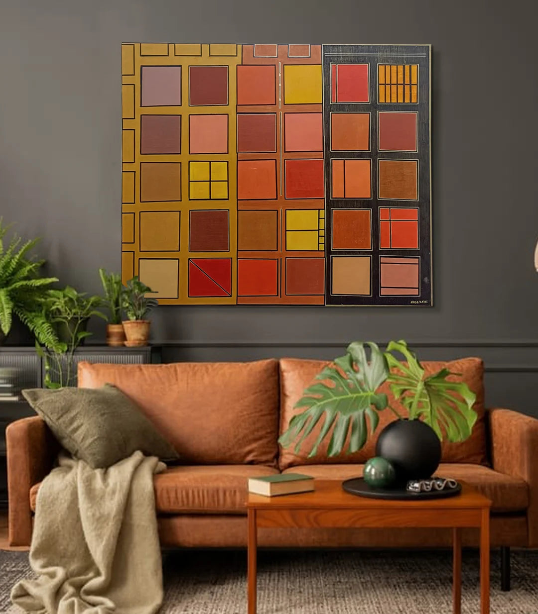 harmonie de carrés marrons - signé par l'artiste Nada ZR.